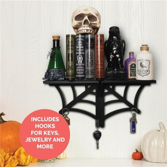 Set of 2 spider web floating shelves gothic wall shelf spooky home decor goth - Picture 7 of 8